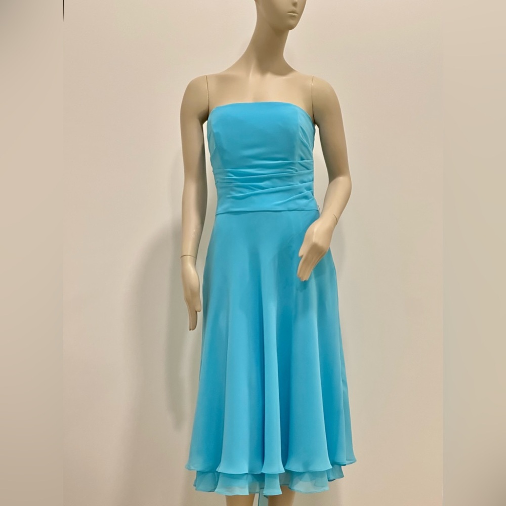 Vintage B2 Jasmine Bridal Strapless Blue Midi Dress – Size 12
